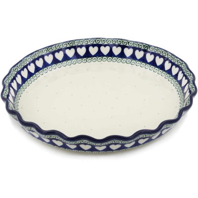 Polish Pottery 10 Fluted Pie Dish Light Hearted
