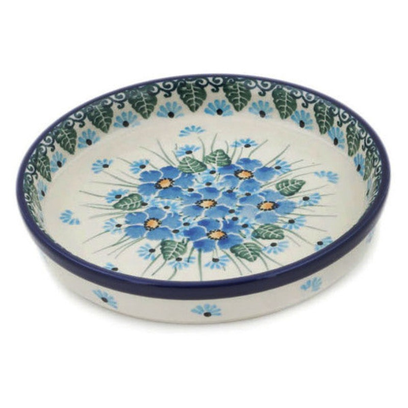 Polish Pottery 6 Condiment Dish Forget Me Not UNIKAT