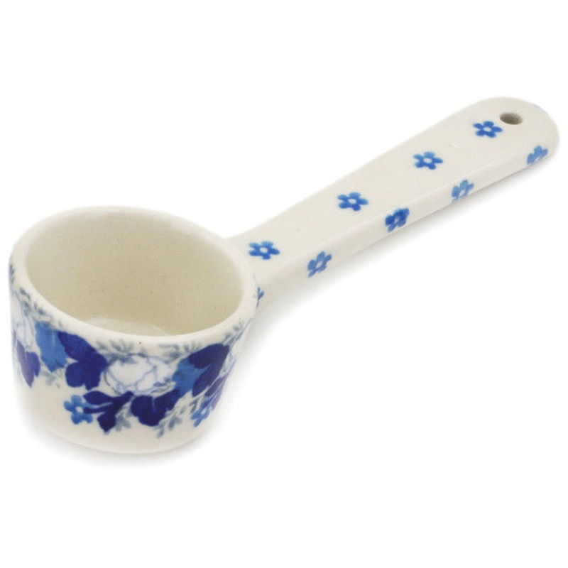 Polish Pottery 1 oz Measuring Cup Blue Spring
