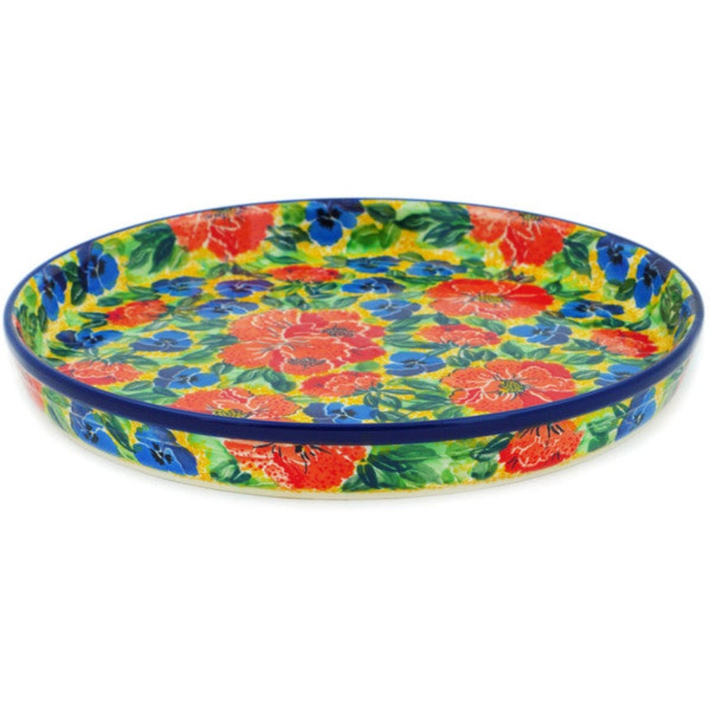 Polish Pottery 10 Cookie Platter Flowers Collected On A Sunny Day UNIKAT