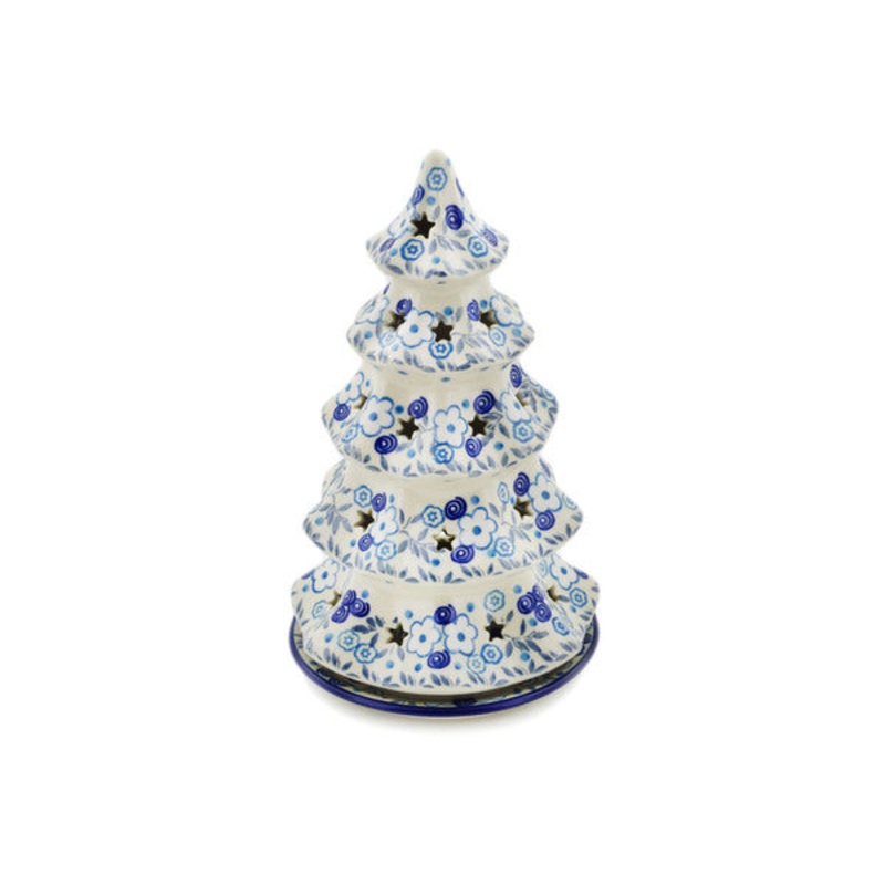 Polish Pottery 10 Christmas Tree Candle Holder Bright Day
