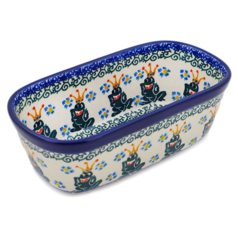 Polish Pottery Mini loaf pan Frog Prince