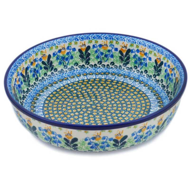 Polish Pottery 10 Bowl Bluebells And Irises UNIKAT