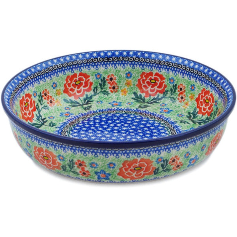Polish Pottery 10 Bowl Bold Carnation UNIKAT