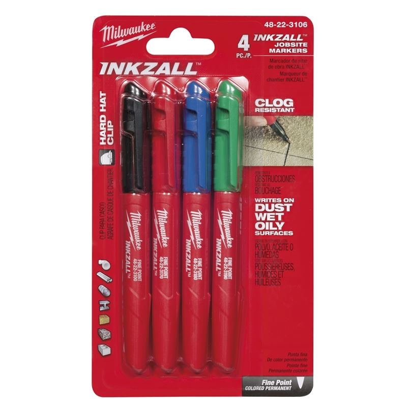 48-22-3106 INKZALL Fine Point Colored Markers – 4 Pack