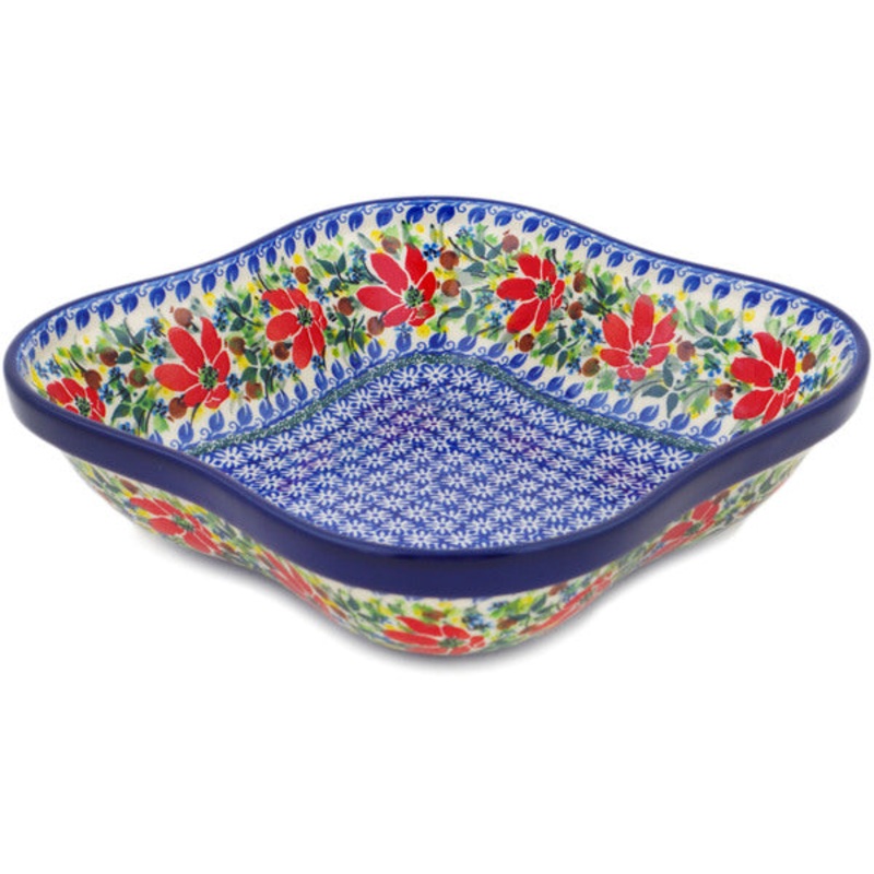 Polish Pottery 10 Bowl Blooming Daisies UNIKAT