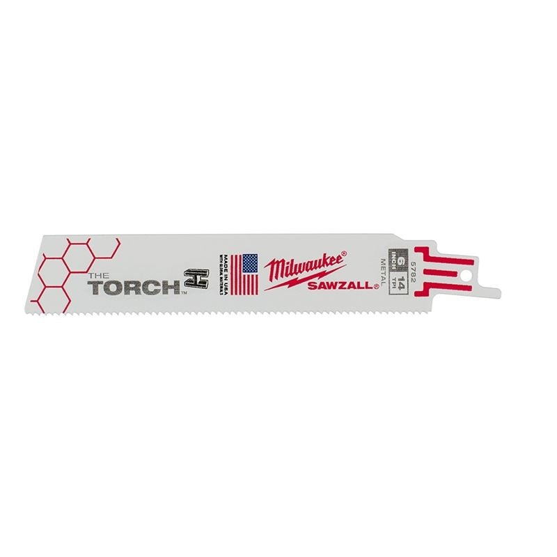 48-00-5782 6 in. 14 TPI THE TORCH SAWZALL Blades – 5 Pack