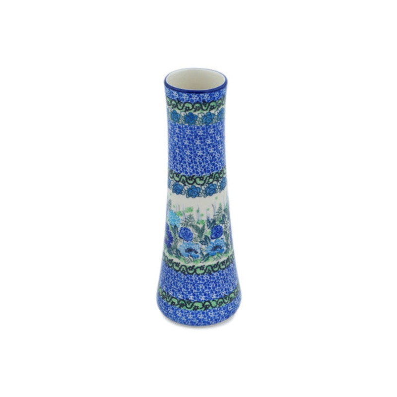Polish Pottery 10 Vase Blue Meadow UNIKAT