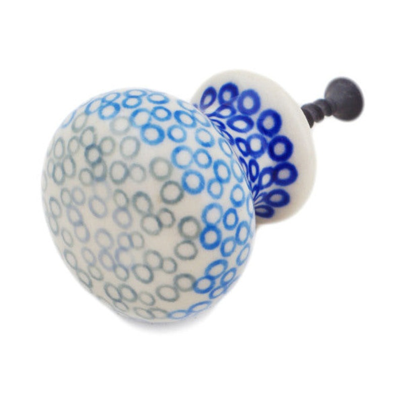 Polish Pottery Drawer knob 1-3/8 inch Rays Of Bubbles