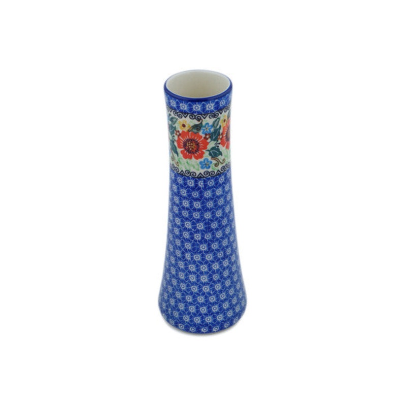 Polish Pottery 10 Vase Orange Wreath UNIKAT