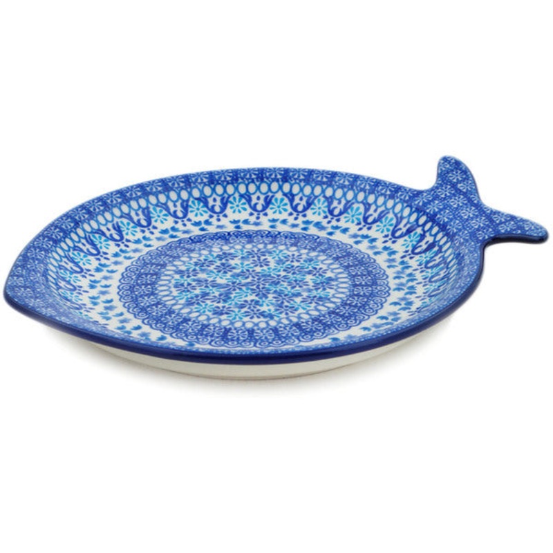 Polish Pottery 10 Fish Shaped Platter Wonder Sky
