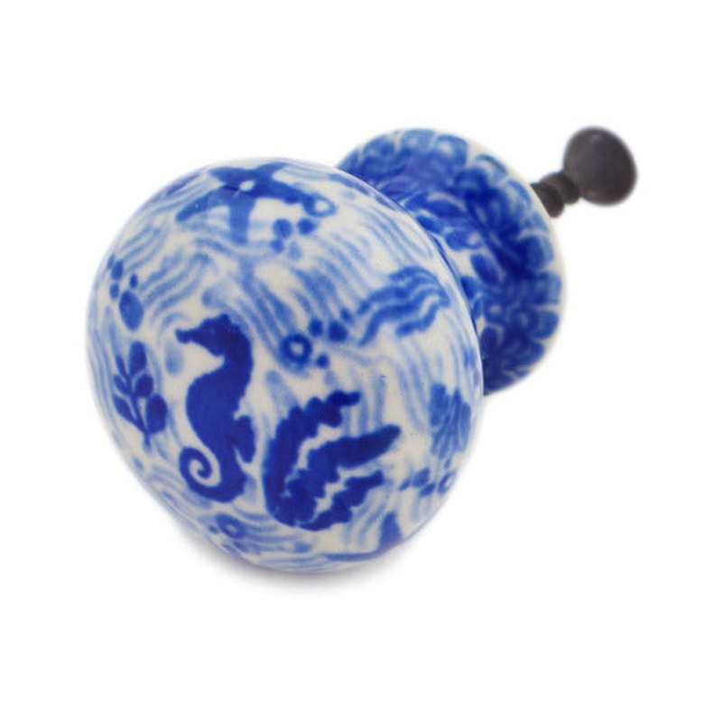 Polish Pottery Drawer knob 1-3/8 inch Ocean Medley UNIKAT