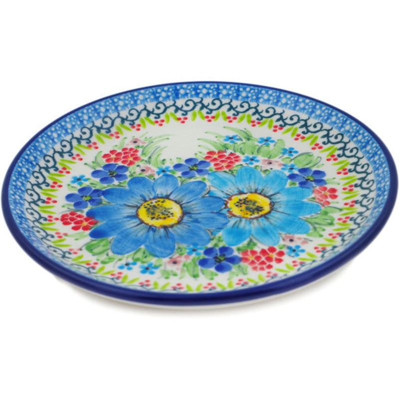 Polish Pottery Toast Plate Springtime Flowers Bouquet UNIKAT