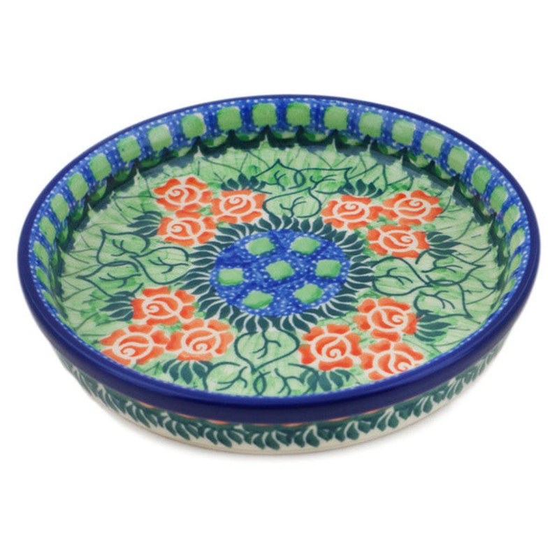 Polish Pottery 6 Condiment Dish Red Impatiens UNIKAT