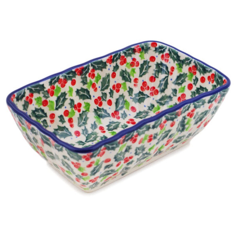 Polish Pottery Mini loaf pan Festive Berries UNIKAT