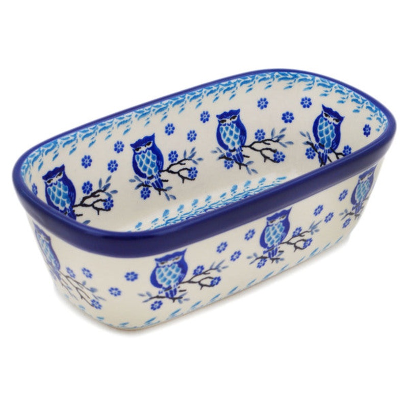Polish Pottery Mini loaf pan Owl Kingdom UNIKAT