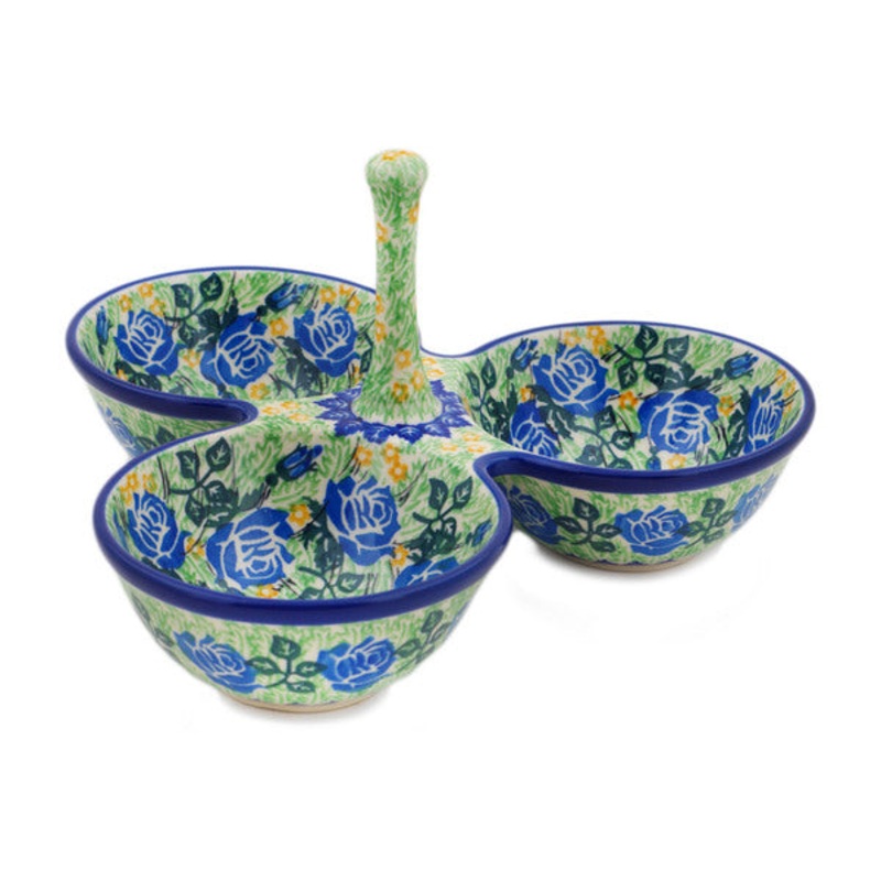 Polish Pottery 10 Condiment Dish English Rose UNIKAT