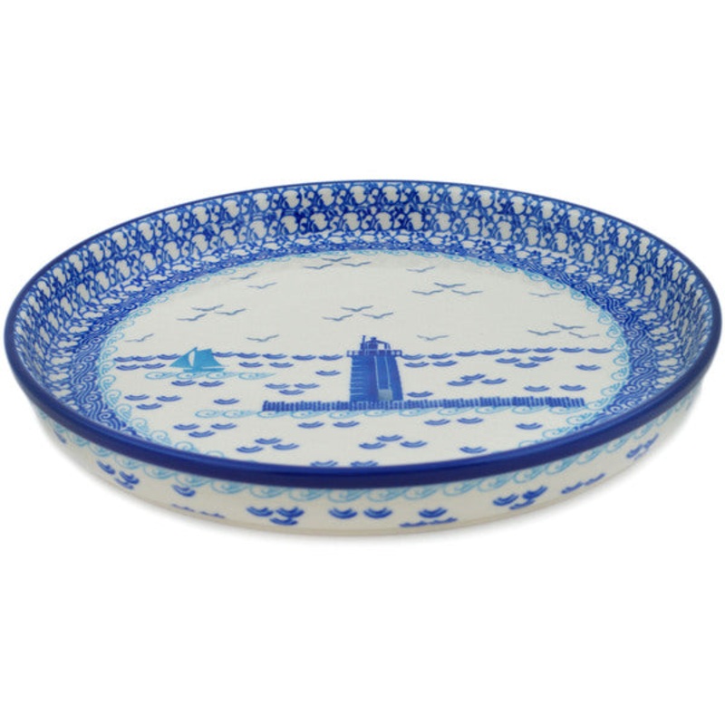 Polish Pottery 10 Cookie Platter Beach Day UNIKAT