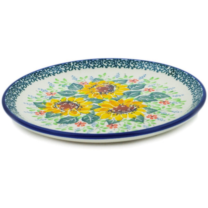 Polish Pottery Toast Plate Summer Sunflowers UNIKAT
