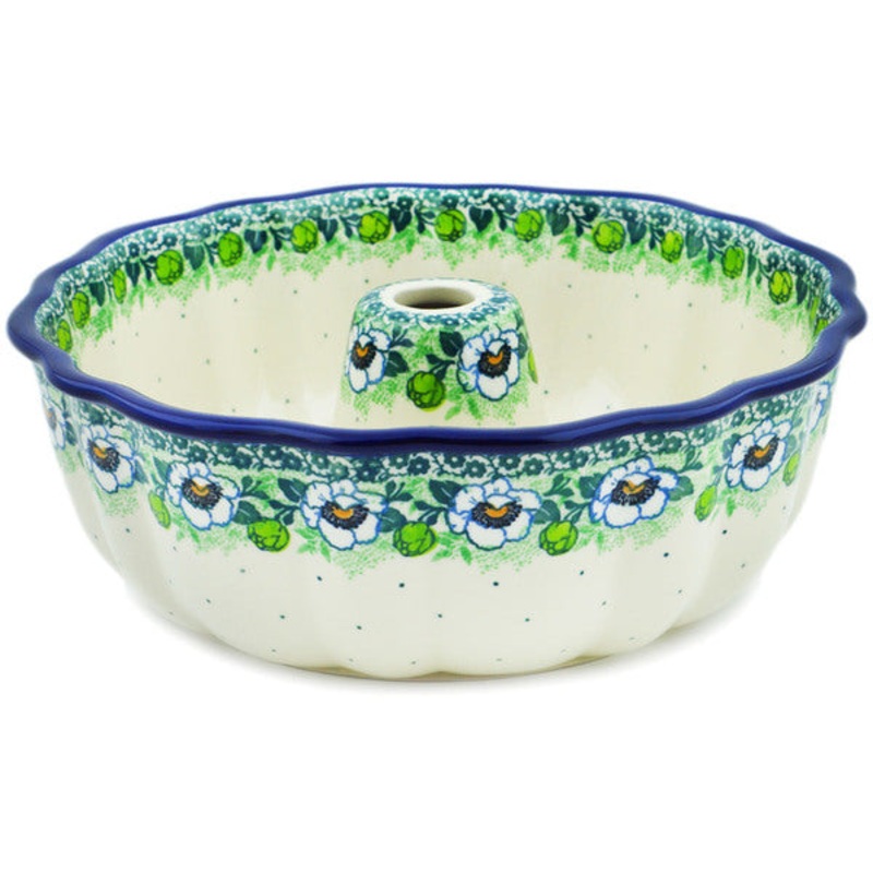 Polish Pottery 10 Cake Mould Green Flora