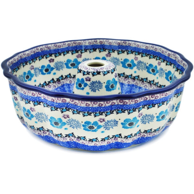 Polish Pottery 10 Cake Mould Blooming Blues