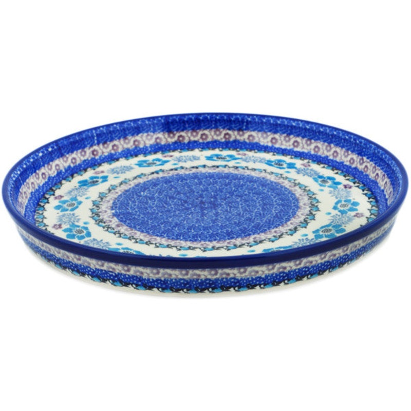 Polish Pottery 10 Cookie Platter Blooming Blues