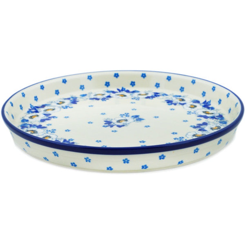 Polish Pottery 10 Cookie Platter Blue Spring