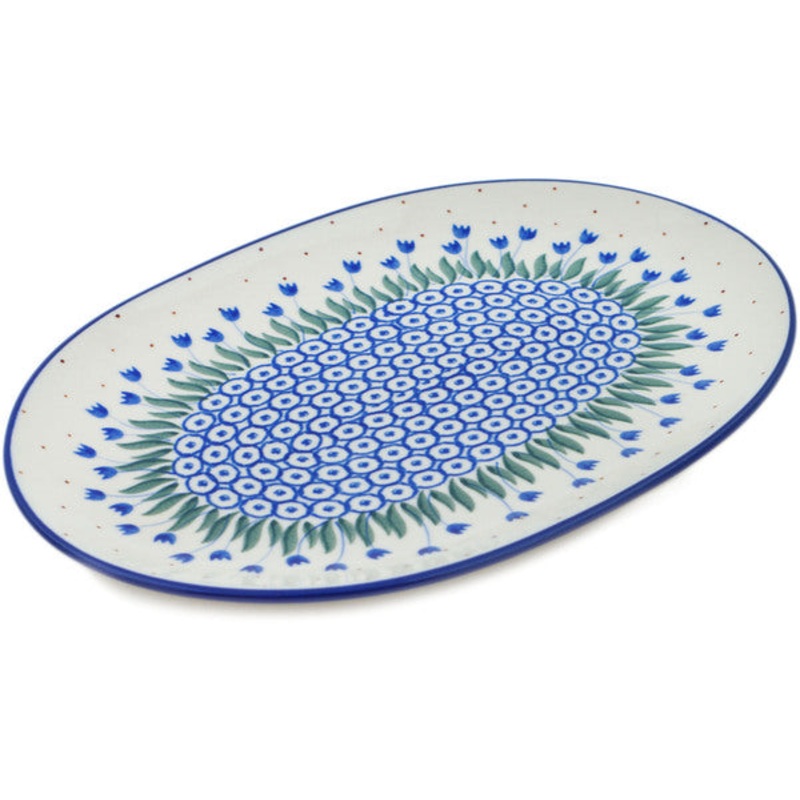 Polish Pottery 10 Oval Platter Water Tulip
