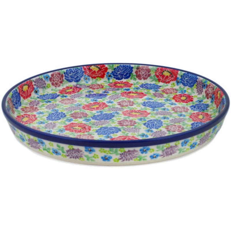 Polish Pottery 10 Cookie Platter Grand Garden UNIKAT