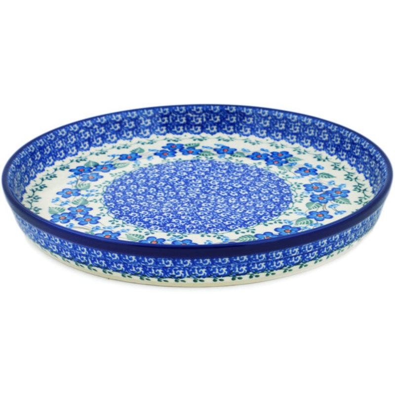Polish Pottery 10 Cookie Platter Blue Blossom