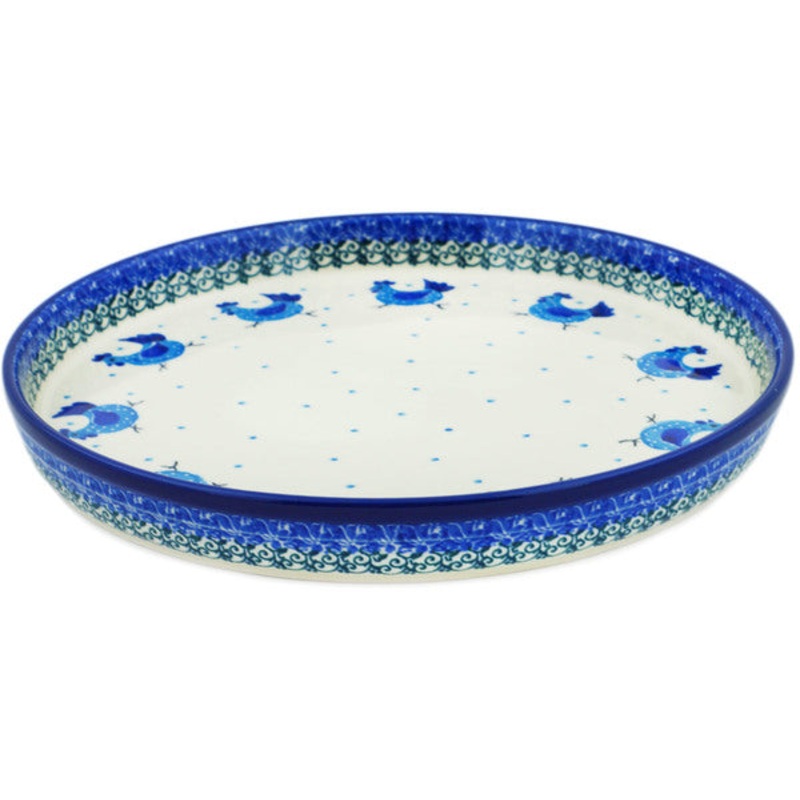 Polish Pottery 10 Cookie Platter Run Chicken Run