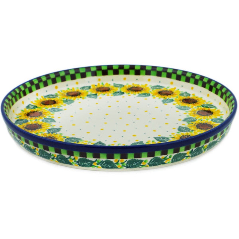 Polish Pottery 10 Cookie Platter Summer Sunflower UNIKAT