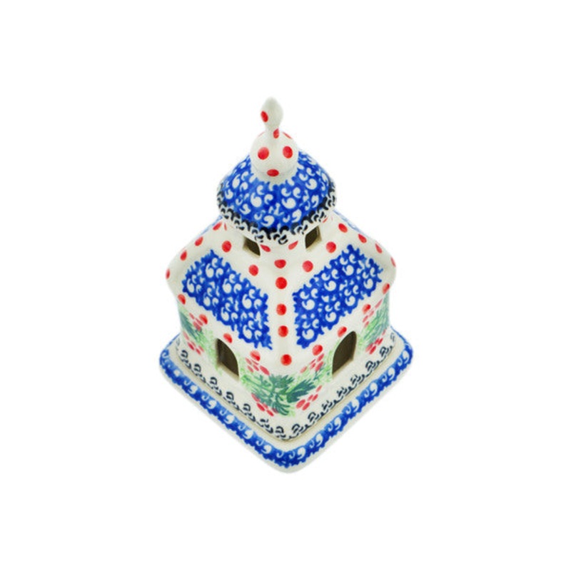 Polish Pottery 6 Chapel Candle Holder Blooming Rowan