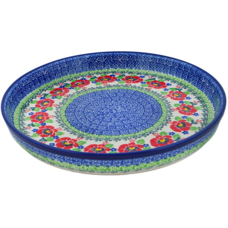 Polish Pottery 10 Cookie Platter Flourishing Flowers