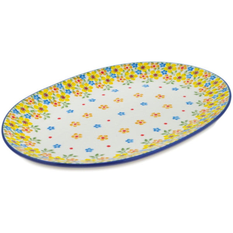 Polish Pottery 10 Oval Platter Country Spring