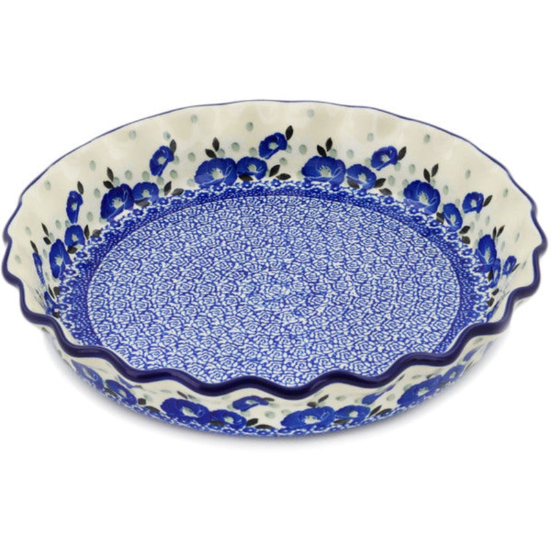 Polish Pottery 10 Fluted Pie Dish Eternal Winter