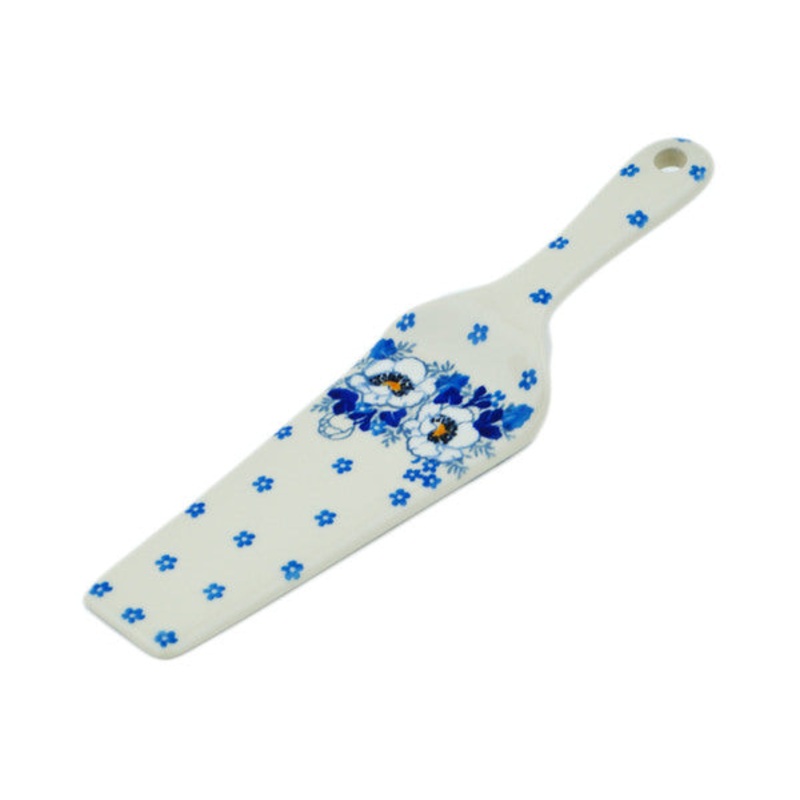 Polish Pottery 10 Pie and Cake Server Blue Spring