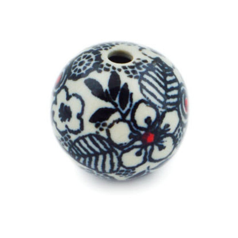 Polish Pottery 1 Bead Classic Black And White UNIKAT