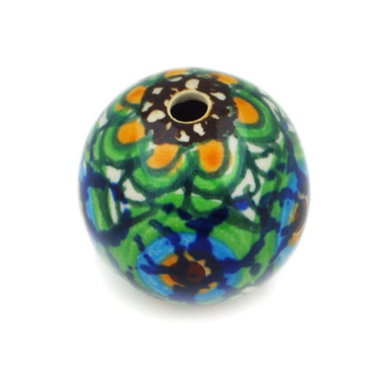 Polish Pottery 1 Bead Mardi Gras UNIKAT