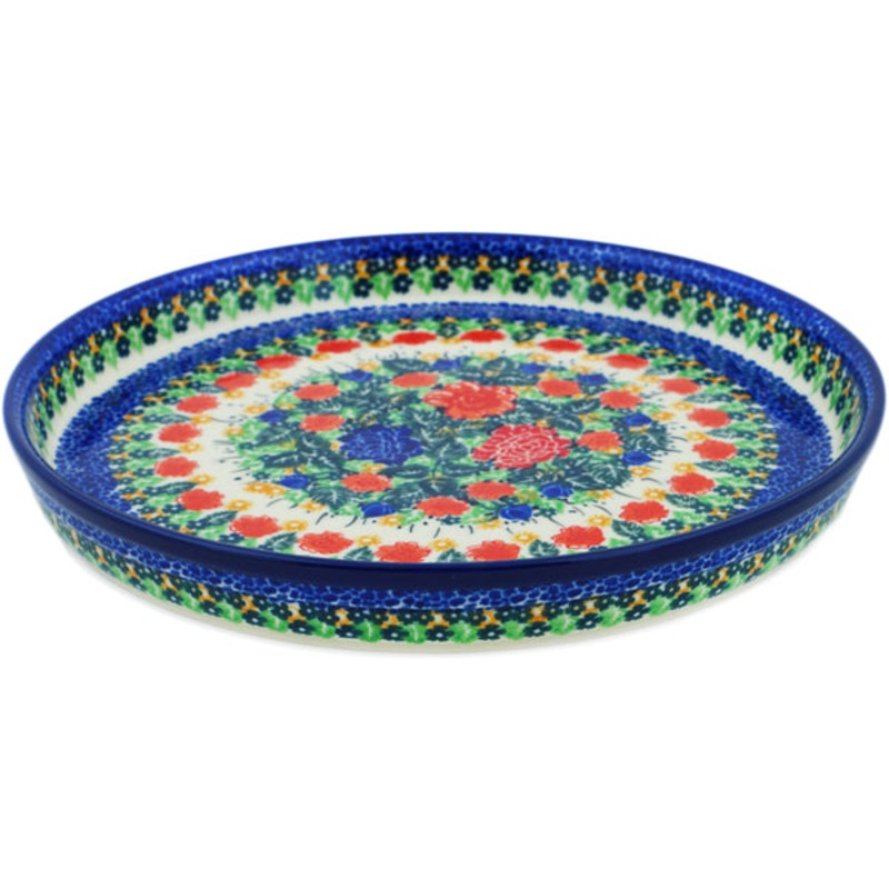 Polish Pottery 10 Cookie Platter Red Meadow UNIKAT