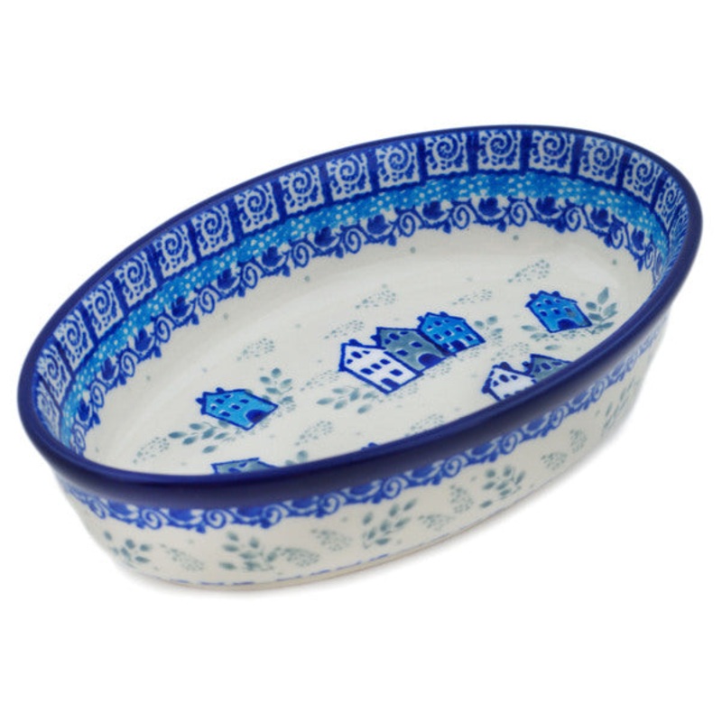 Polish Pottery 6 Condiment Dish Arctic Village UNIKAT