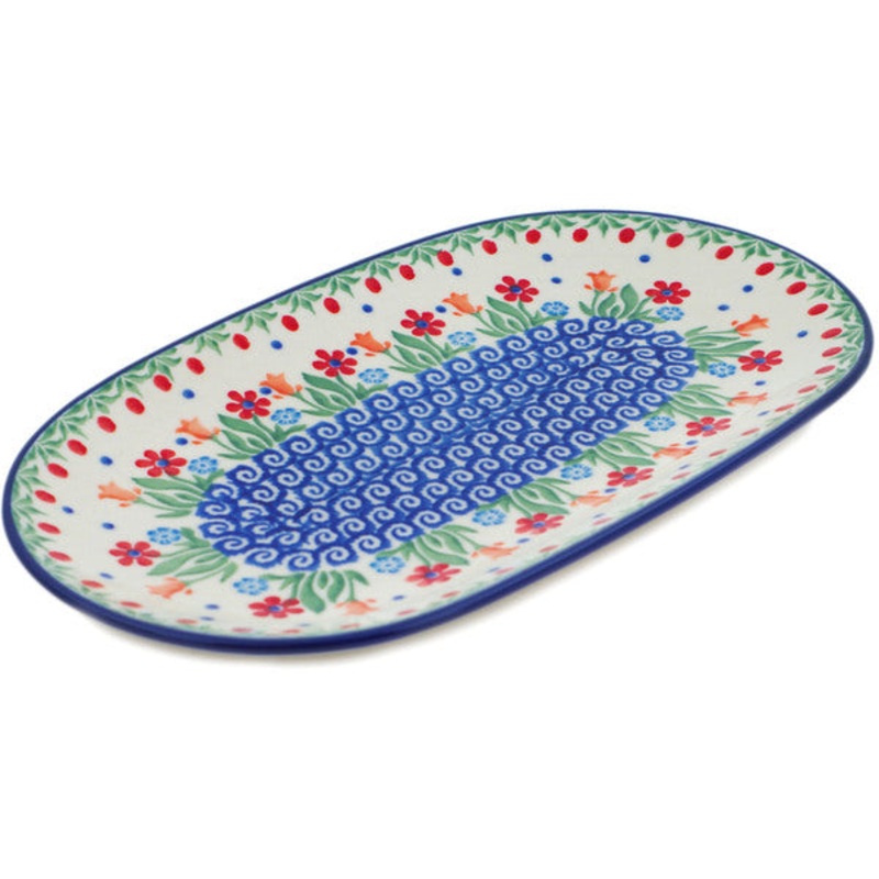 Polish Pottery 10 Oval Platter Babcia’s Garden