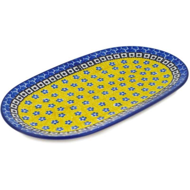 Polish Pottery 10 Oval Platter Sunburst Daisies