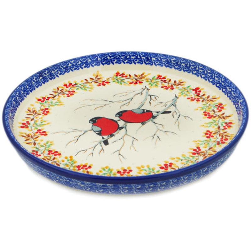 Polish Pottery 10 Cookie Platter Bullfinch On Rowan UNIKAT