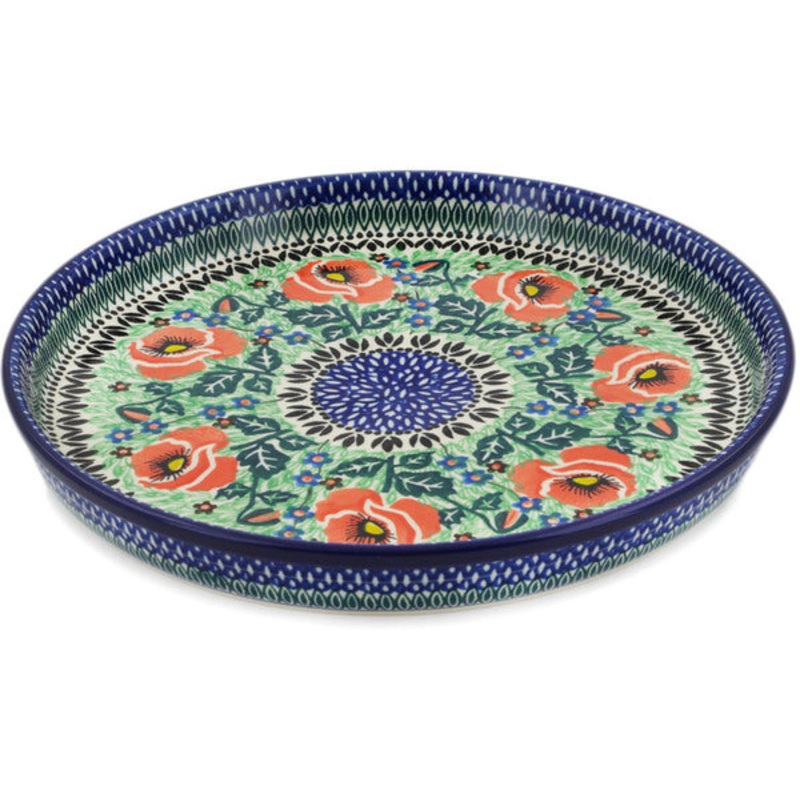 Polish Pottery 10 Cookie Platter Playful Poppy UNIKAT
