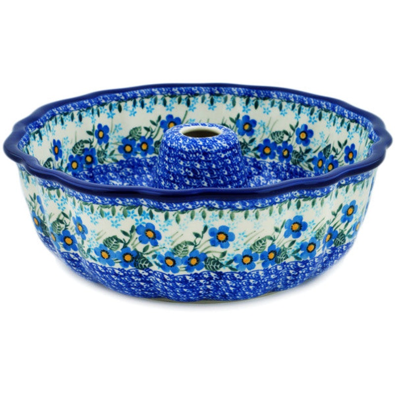 Polish Pottery 10 Cake Mould Blue Joy