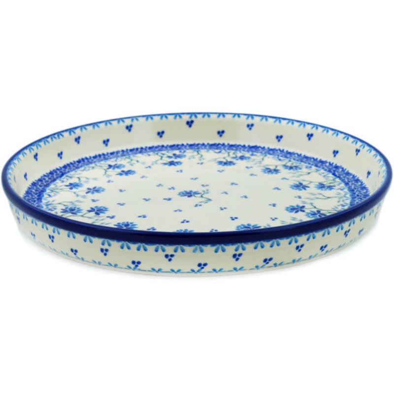 Polish Pottery 10 Cookie Platter Blue Grapevine