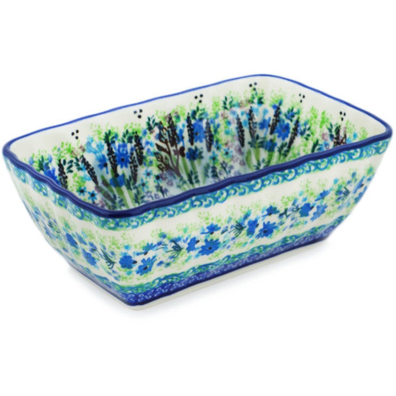 Polish Pottery Mini loaf pan Lavender Meadow UNIKAT