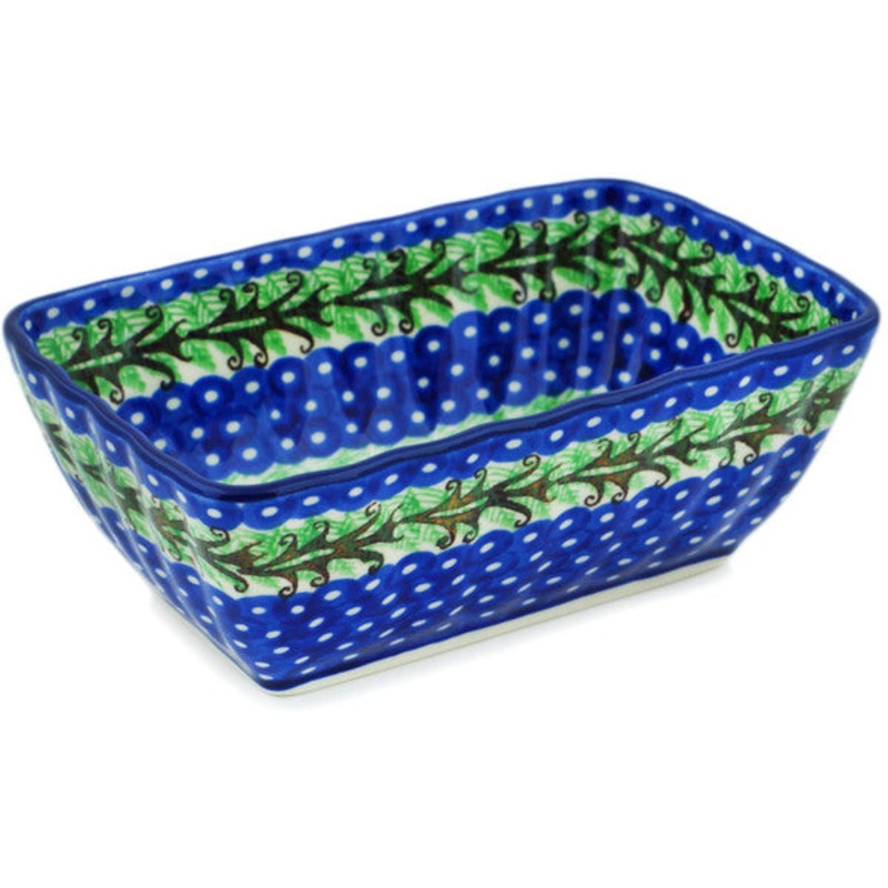 Polish Pottery Mini loaf pan Rooster Dance UNIKAT