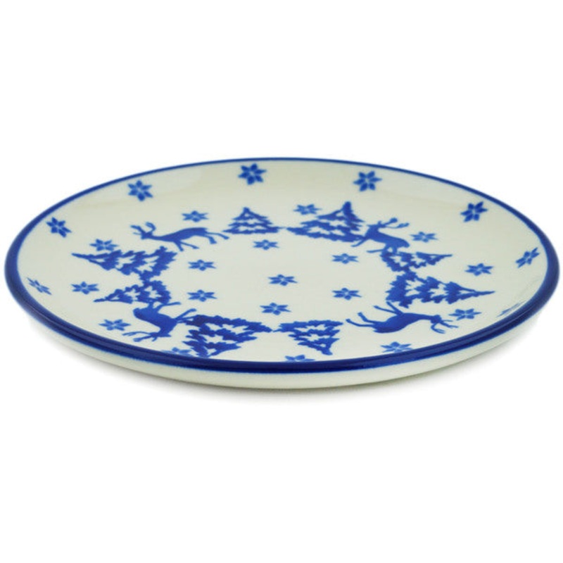Polish Pottery Toast Plate Winter Deer